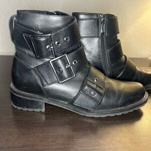 Women’s WP Blondo Black Leather Buckle Boots